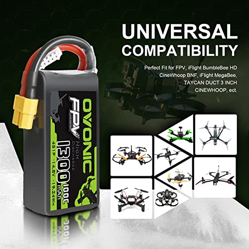 4s 1300mAh 100C 14.8V Lipo Battery with XT60 Connector 2 Packs C27522