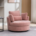 42.2" Oversized Chenille Beige Swivel Barrel Chair Y58924