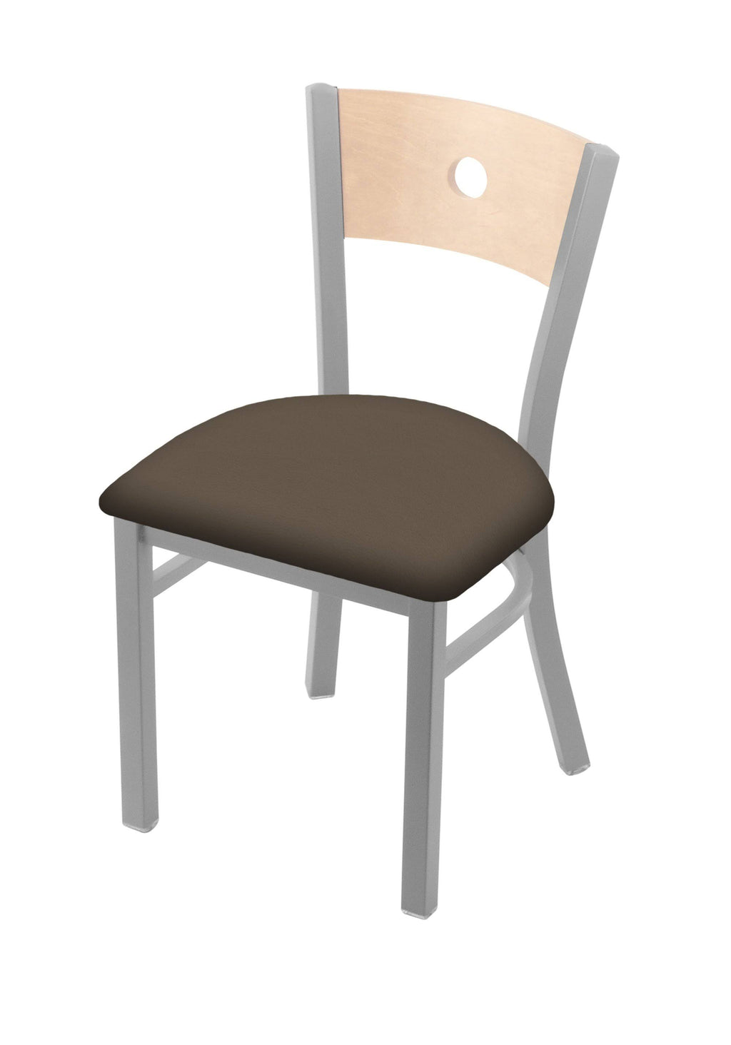 Anodized Nickel Finish Chair with Maple Back W2269
