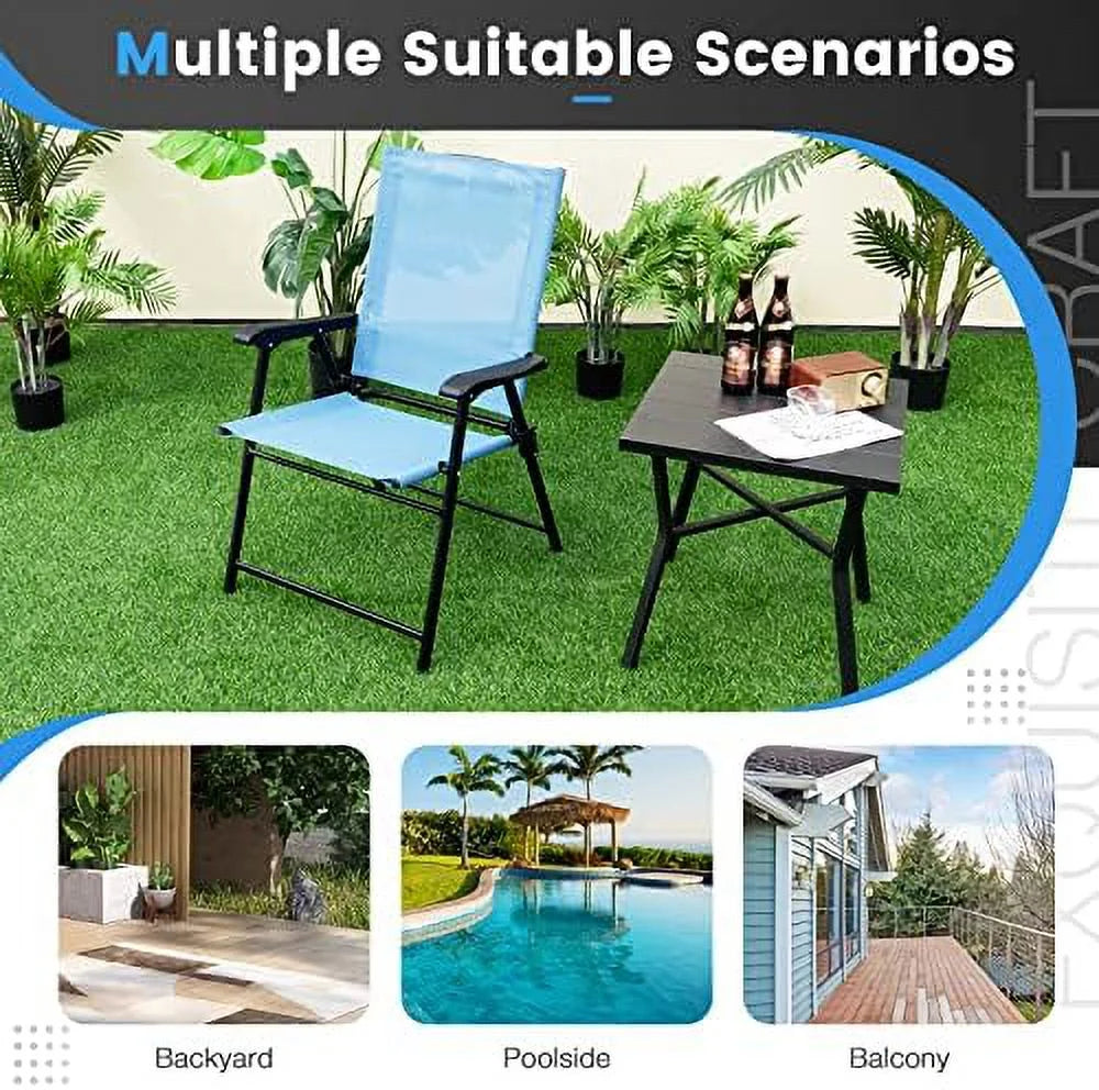 Turquoise Folding Patio Chairs Set of 2 M15765