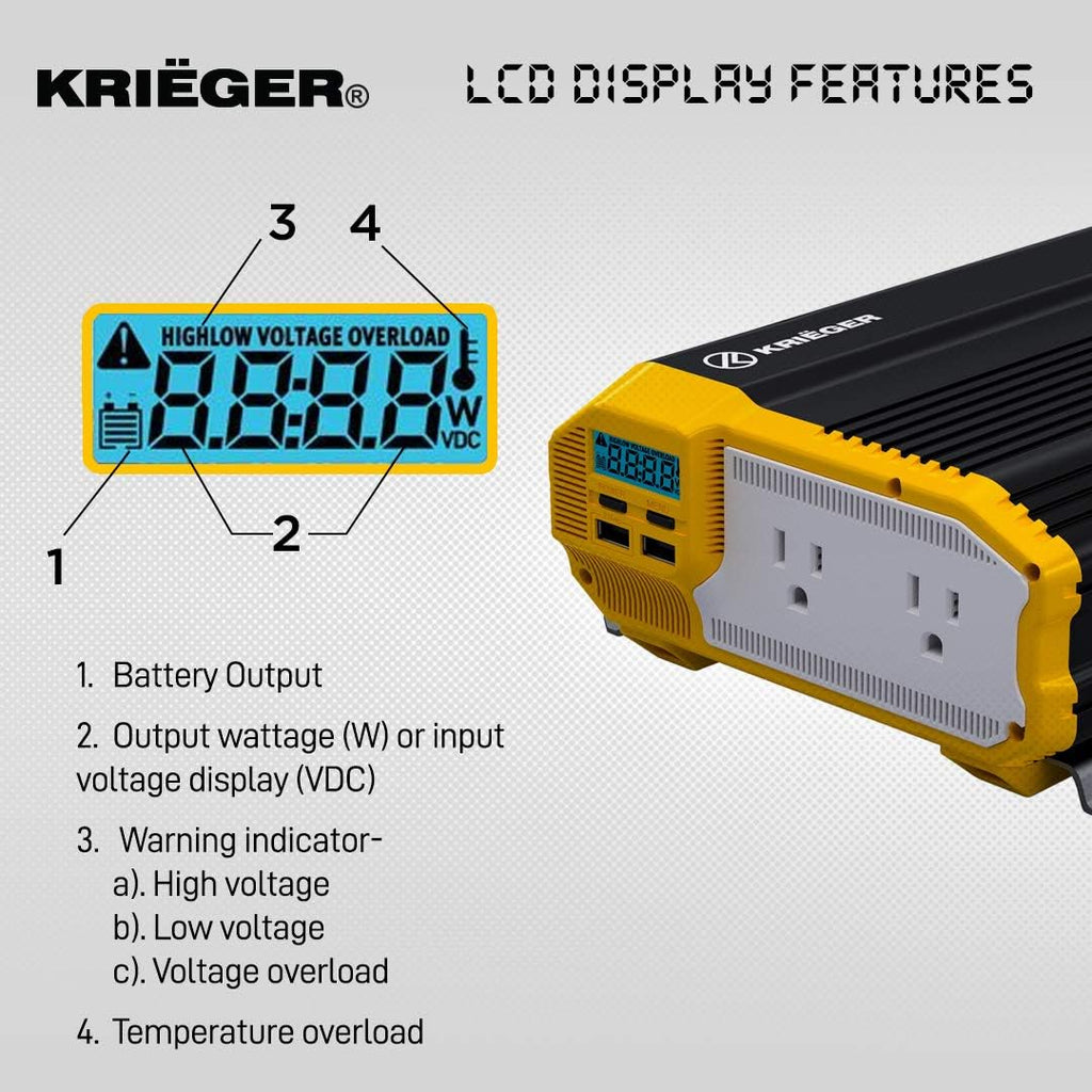 1500 Watts Power Inverter 12V to 110V Modified Sine Wave Car Inverter J625