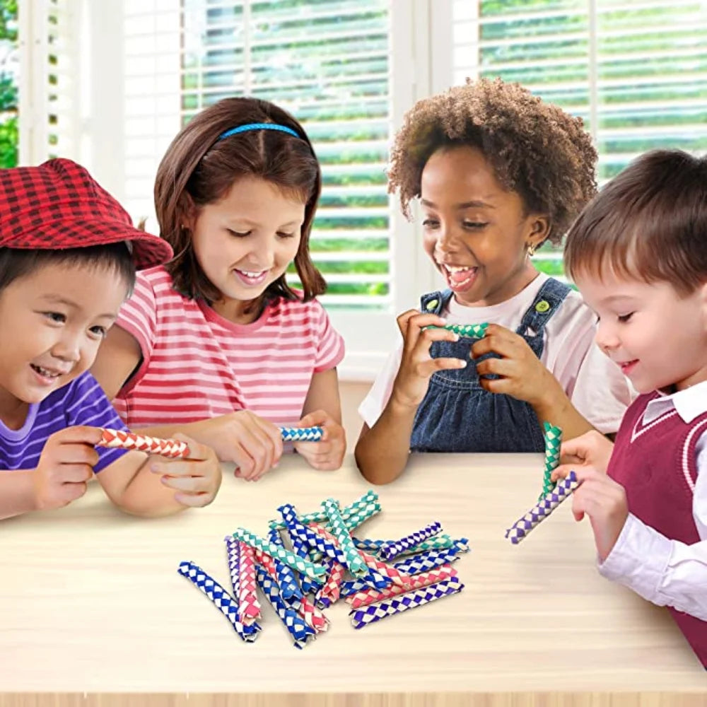 Classic Chinese Bamboo Finger Traps, Pack of 72, Assorted Colors U7768