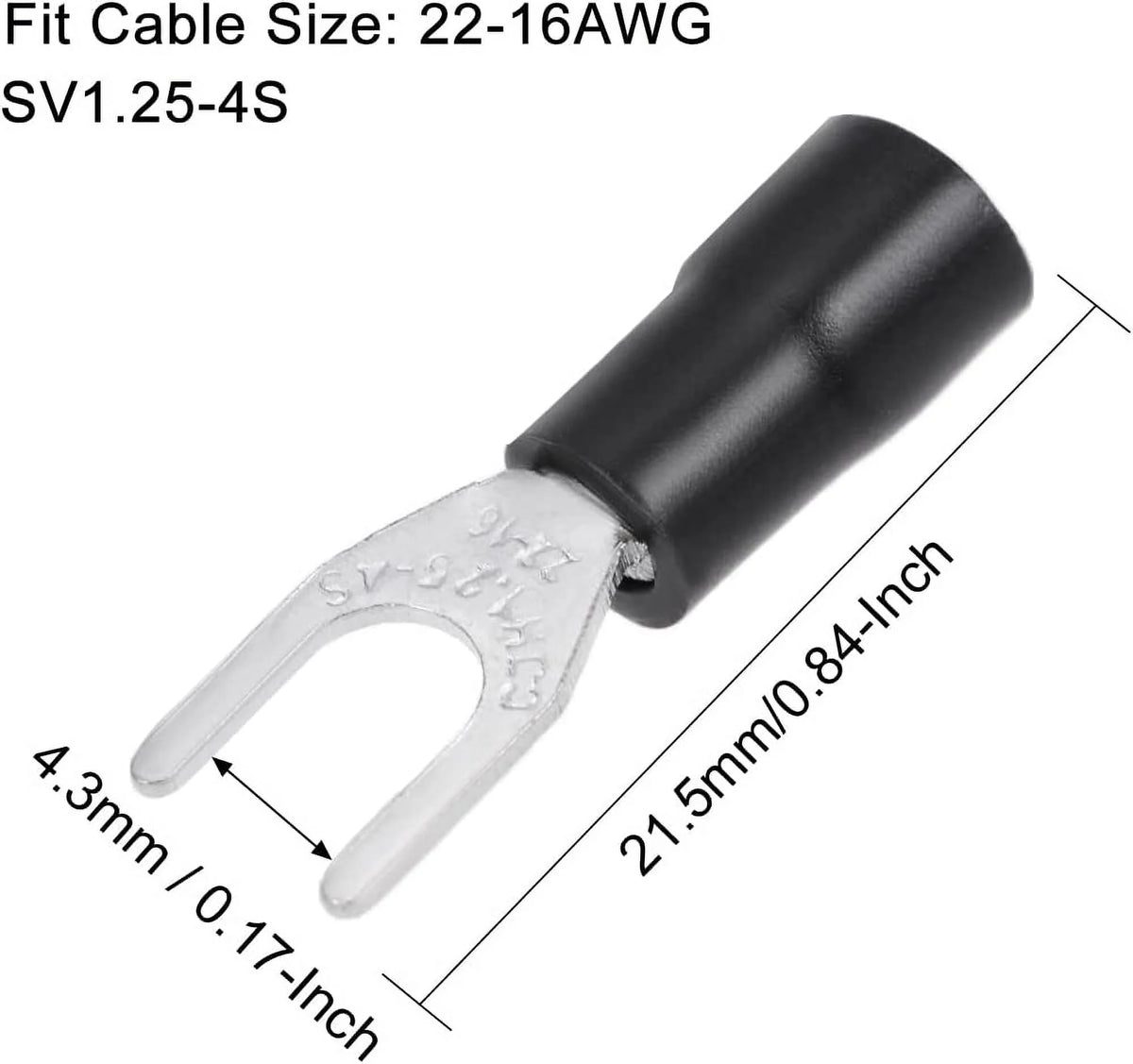 200Pcs Insulated Fork Spade Wire Connector Electrical Crimp Terminal 22-16AWG Z97212