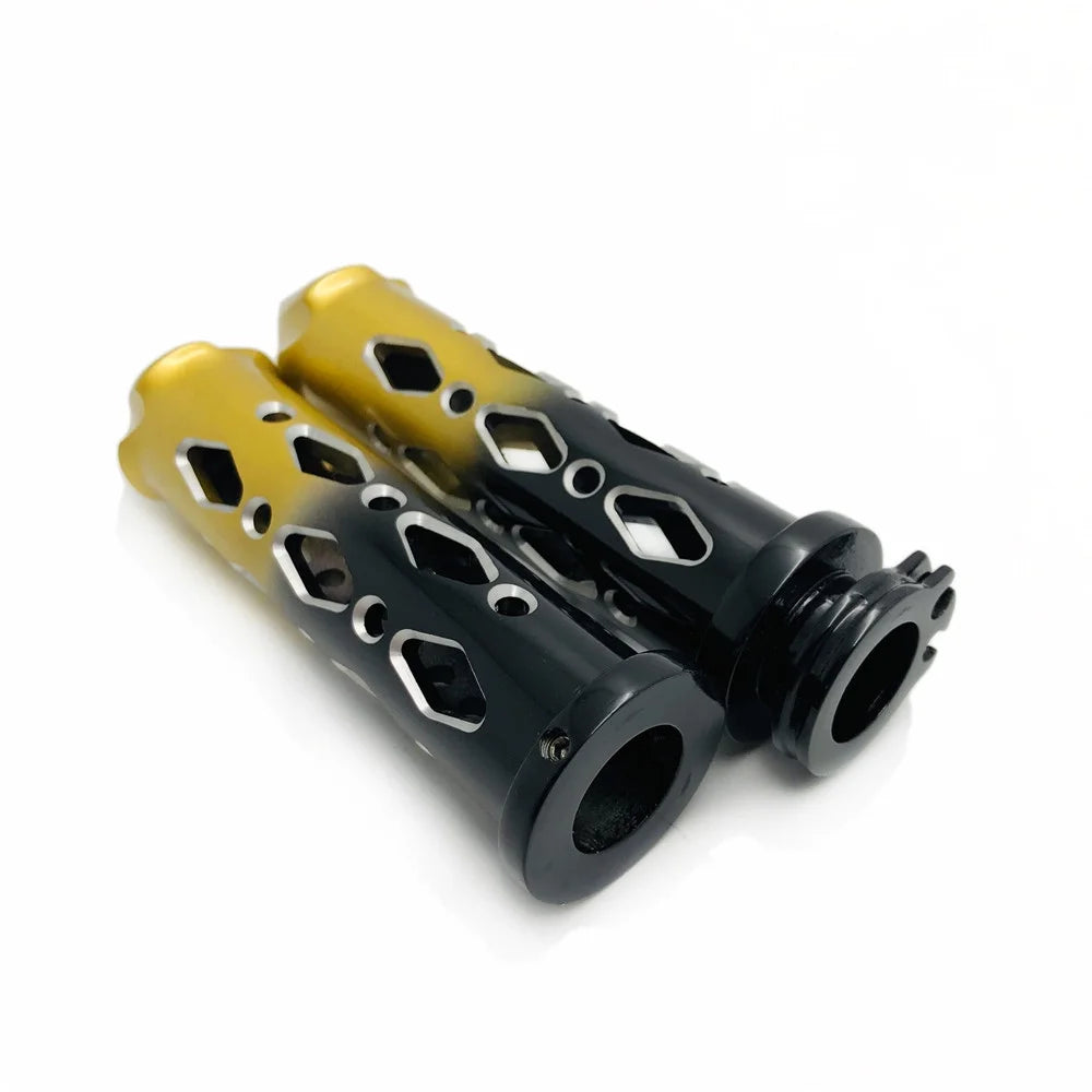 Black Gold 22mm Spike Motorcycle Hand Grips I141