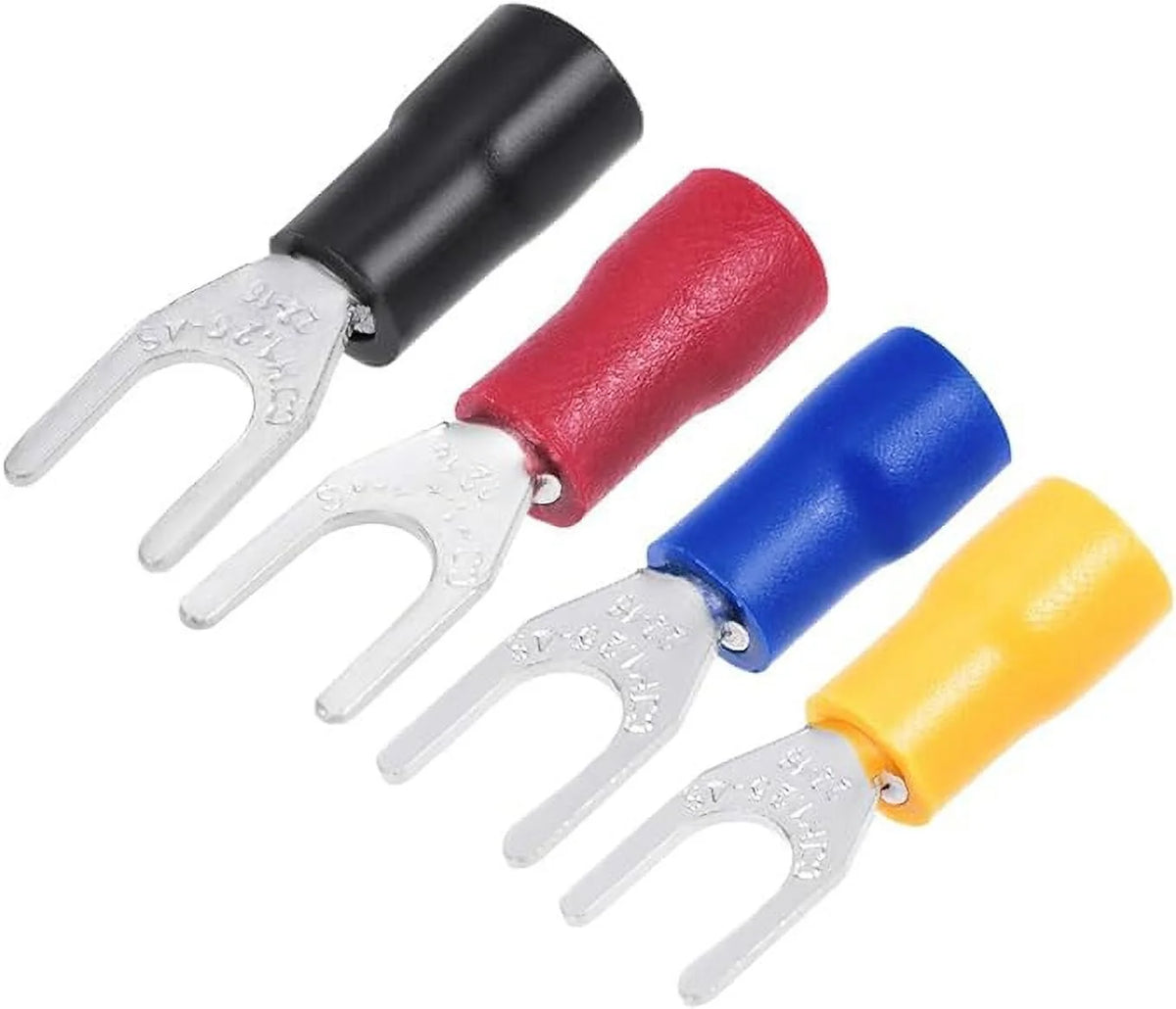 200Pcs Insulated Fork Spade Wire Connector Electrical Crimp Terminal 22-16AWG Z97212