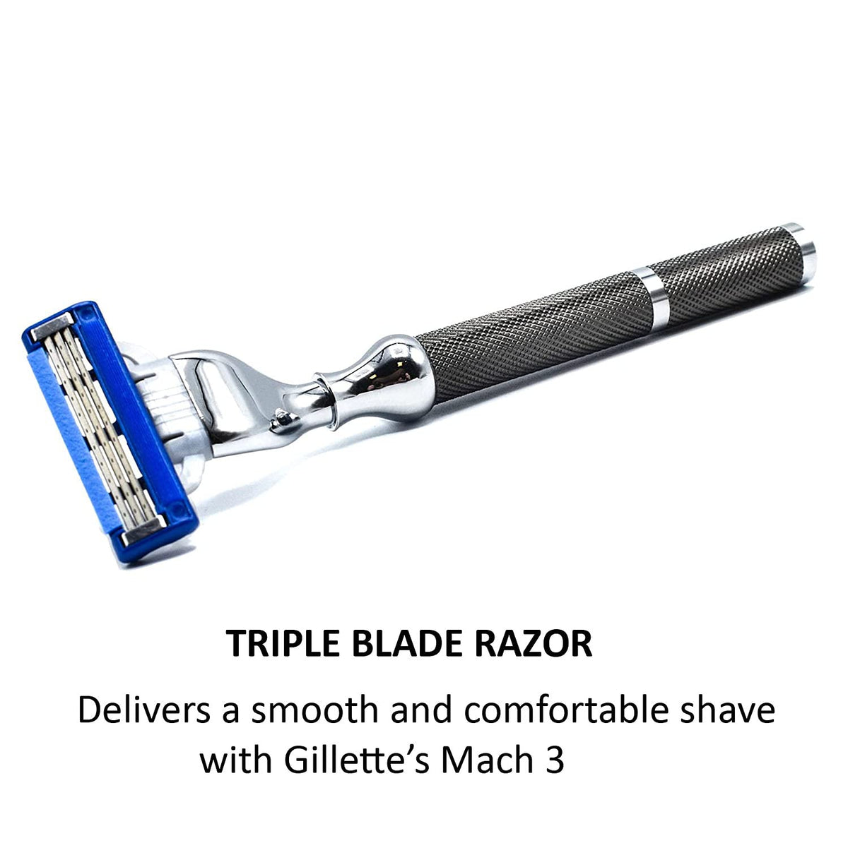 Heavyweight All-Metal Triple Blade Razor with One Gillette Mach 3 Razor Blade Q800349