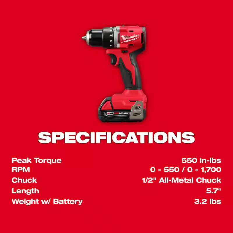 18V Lithium-Ion Brushless Cordless Compact Drill/Impact Combo Kit with Reciprocating Saw M60113