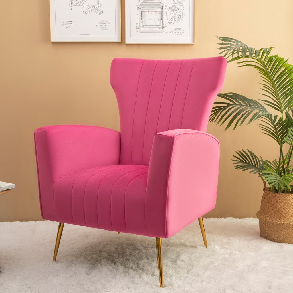 Velvet Wingback Accent Chair with Gold Legs K740