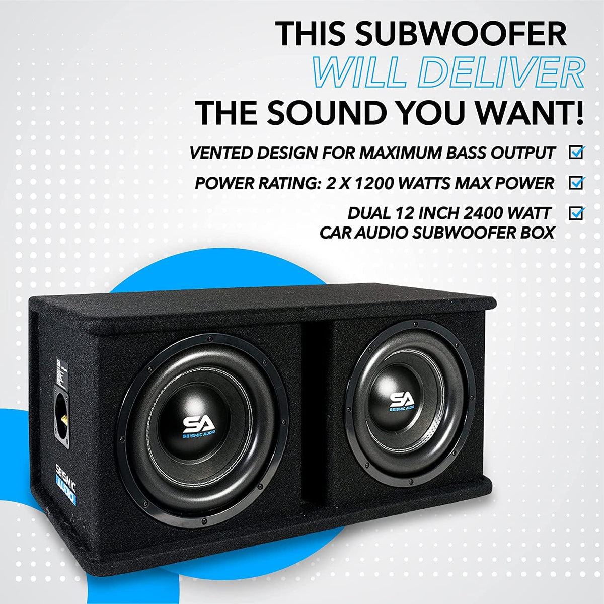 Dual 12 Inch 2400 Watt Car Audio Subwoofer Box Enclosure N665
