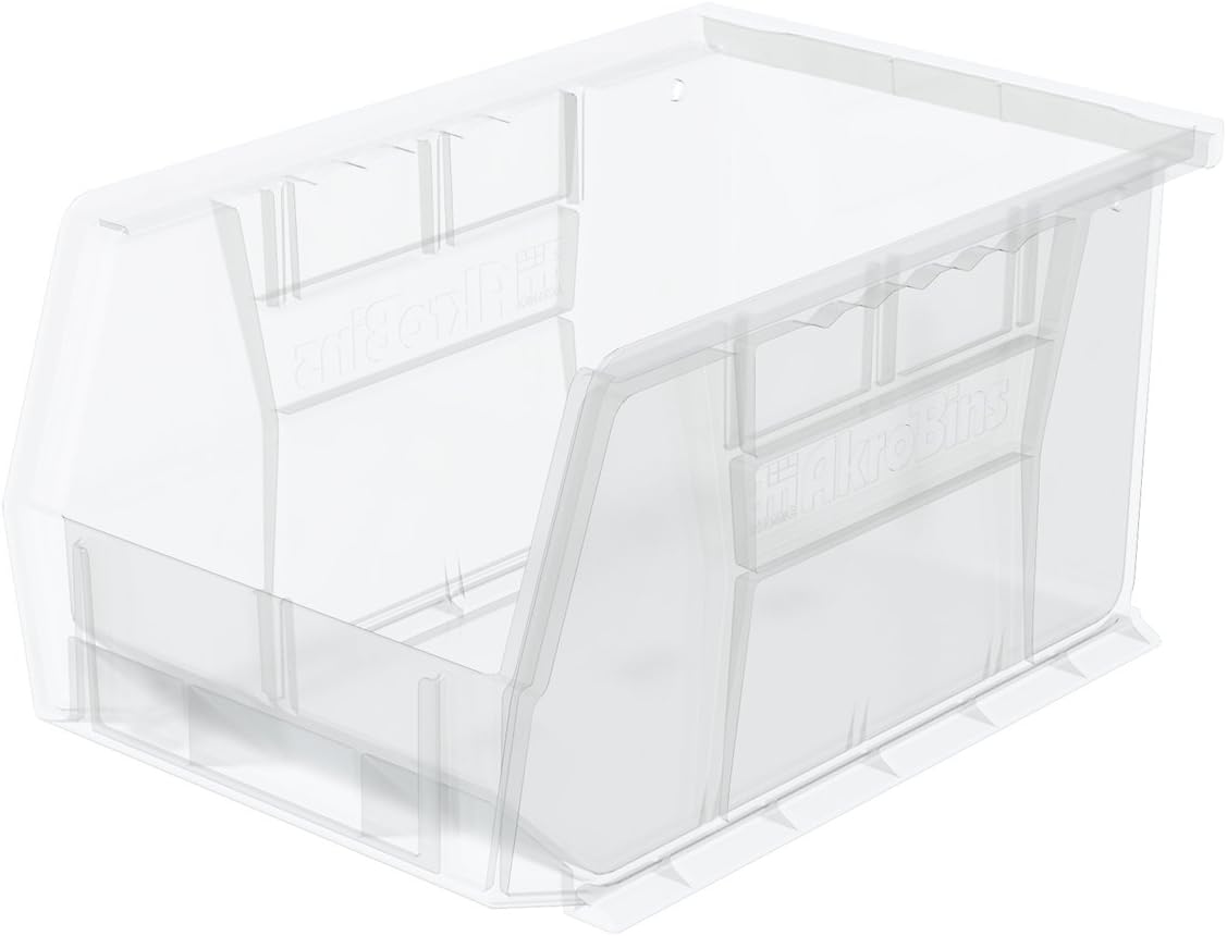 Plastic Storage Bin Hanging Stacking Containers, 9-Inch x 6-Inch x 5-Inch, Black, 12-Pack T195