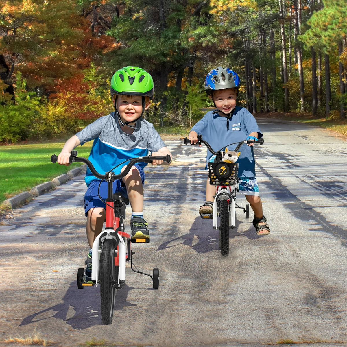 14'' Kid's Bike with Training Wheels & Basket White Y529103