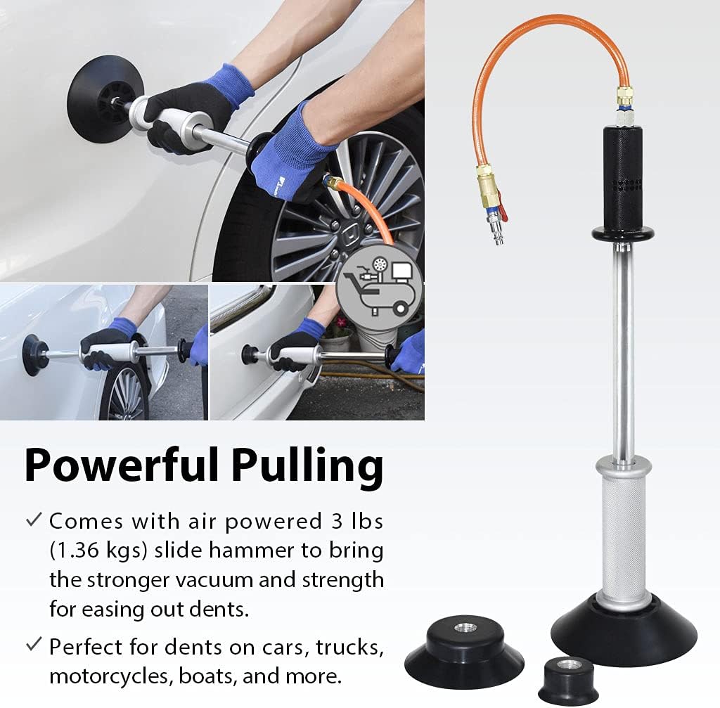 Pneumatic Auto Body Dent Puller Paintless Dent Repair Kit with 3-Piece Pads I651