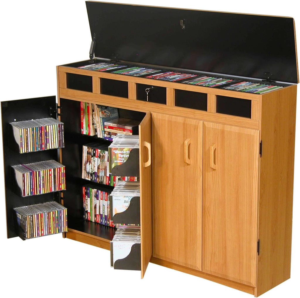 Top Load Media Cabinet Oak/Black C44318