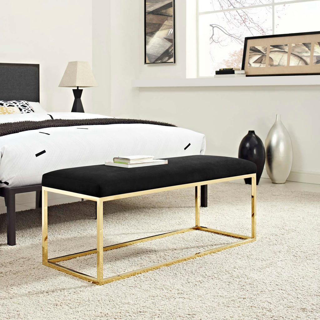Gold Black Velvet Accent Chair Bench F5274