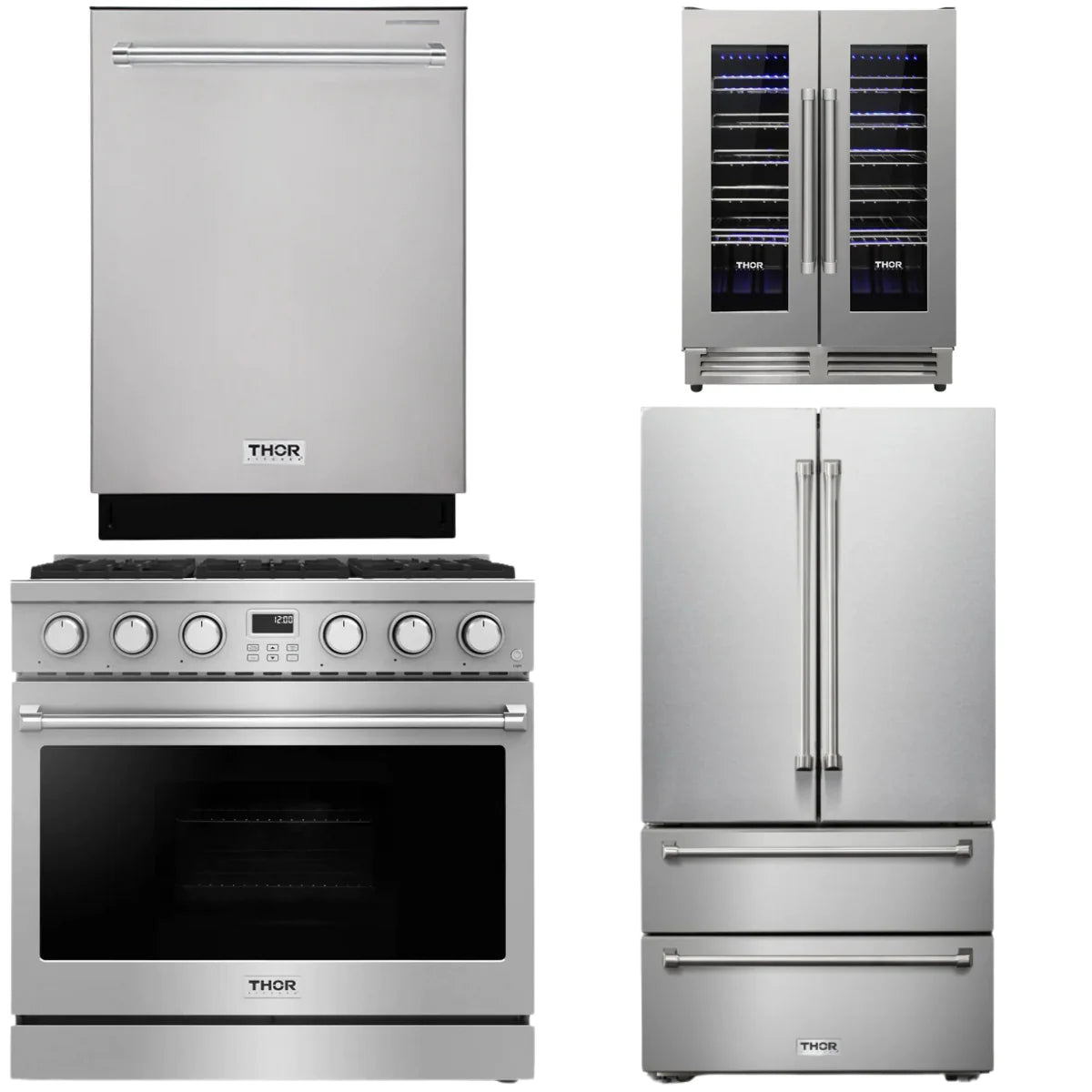 36 Gas Range, Refrigerator, Dishwasher and Wine Cooler S64666