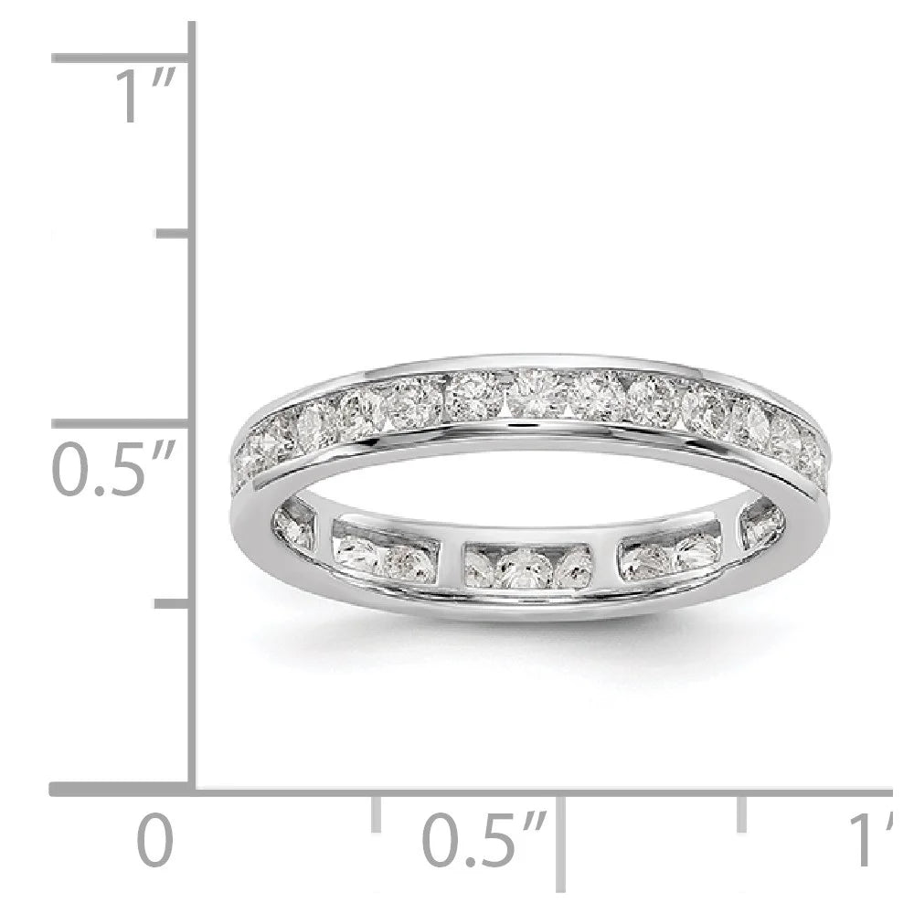14K White Gold Diamond Eternity Ring Band Channel Set Size 9 W246