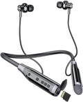 Wireless Bluetooth Neckband Earphones with TF Card Slot, 100H Playtime, Black D697