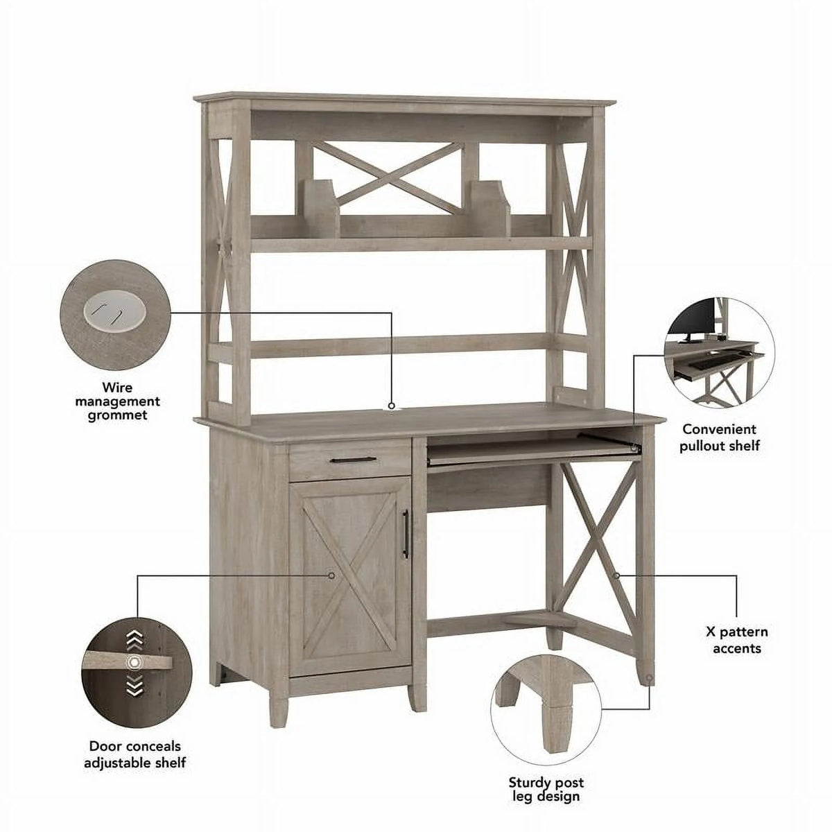 Small Computer Desk with Hutch V549016