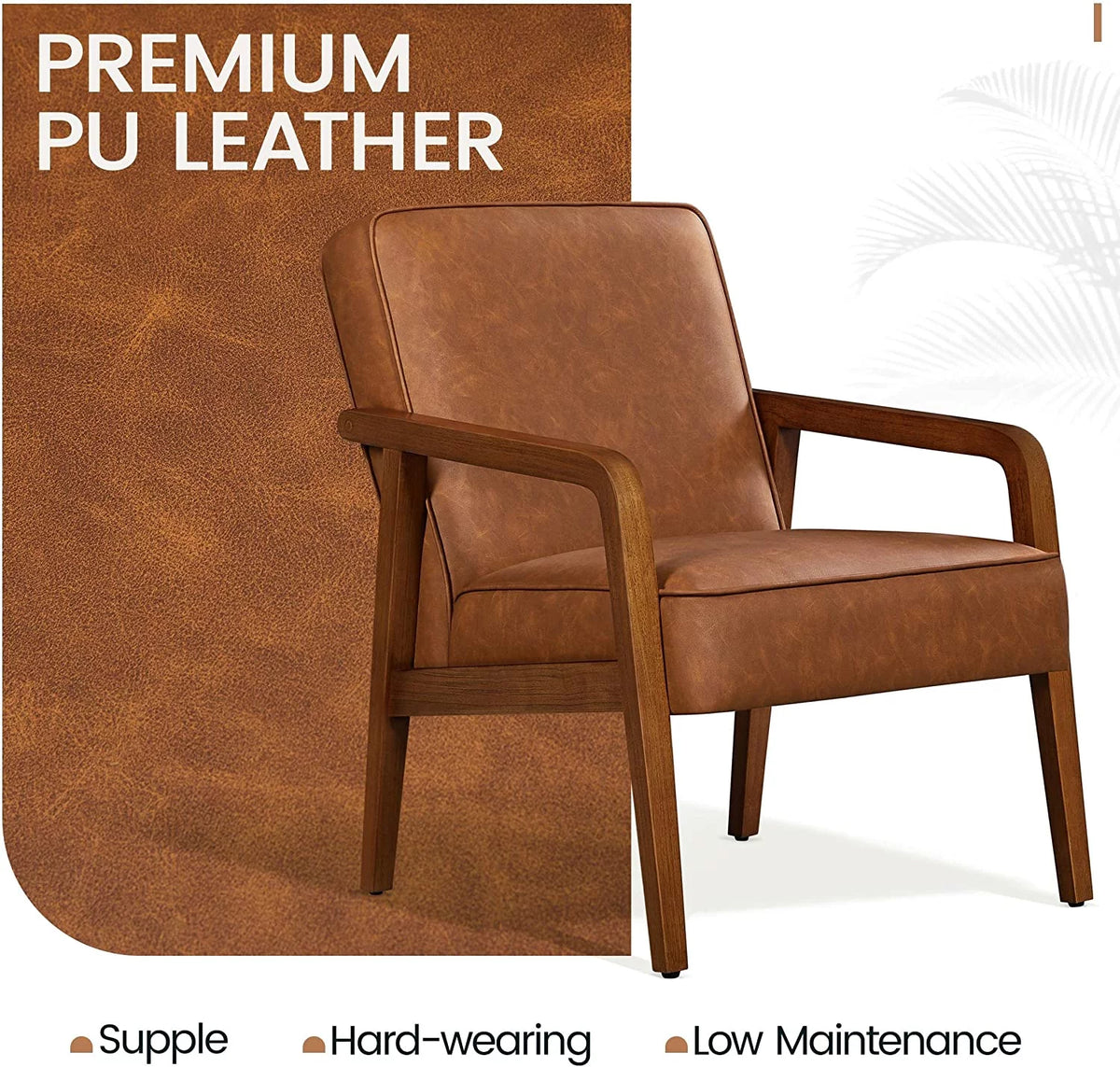 Light Brown 2 Pieces PU Leather Accent Chair E749799