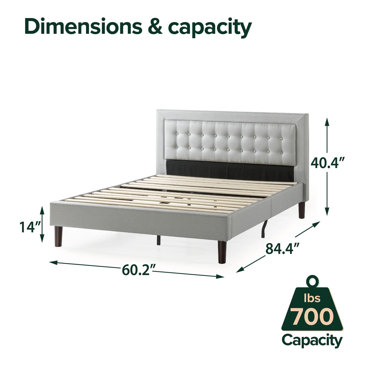 Queen Upholstered Platform Bed Frame E730656