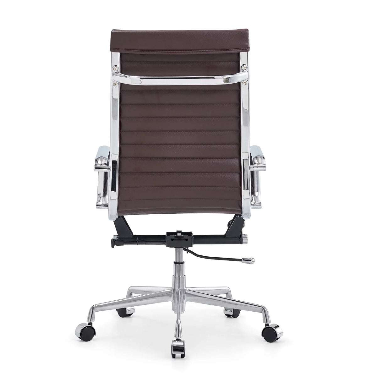 High Back Executive Office Chair with Armrest Adjustable Swivel Vegan Leather Brown Z734