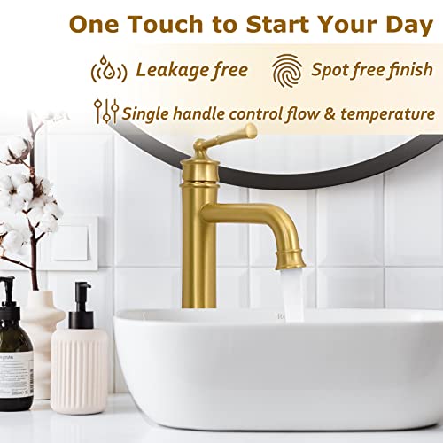 Polished Chrome Tall Single Handle Vessel Sink Faucet with Pop Up Drain D8894