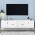 White Wood TV Stand with 5 Champagne Legs A2631