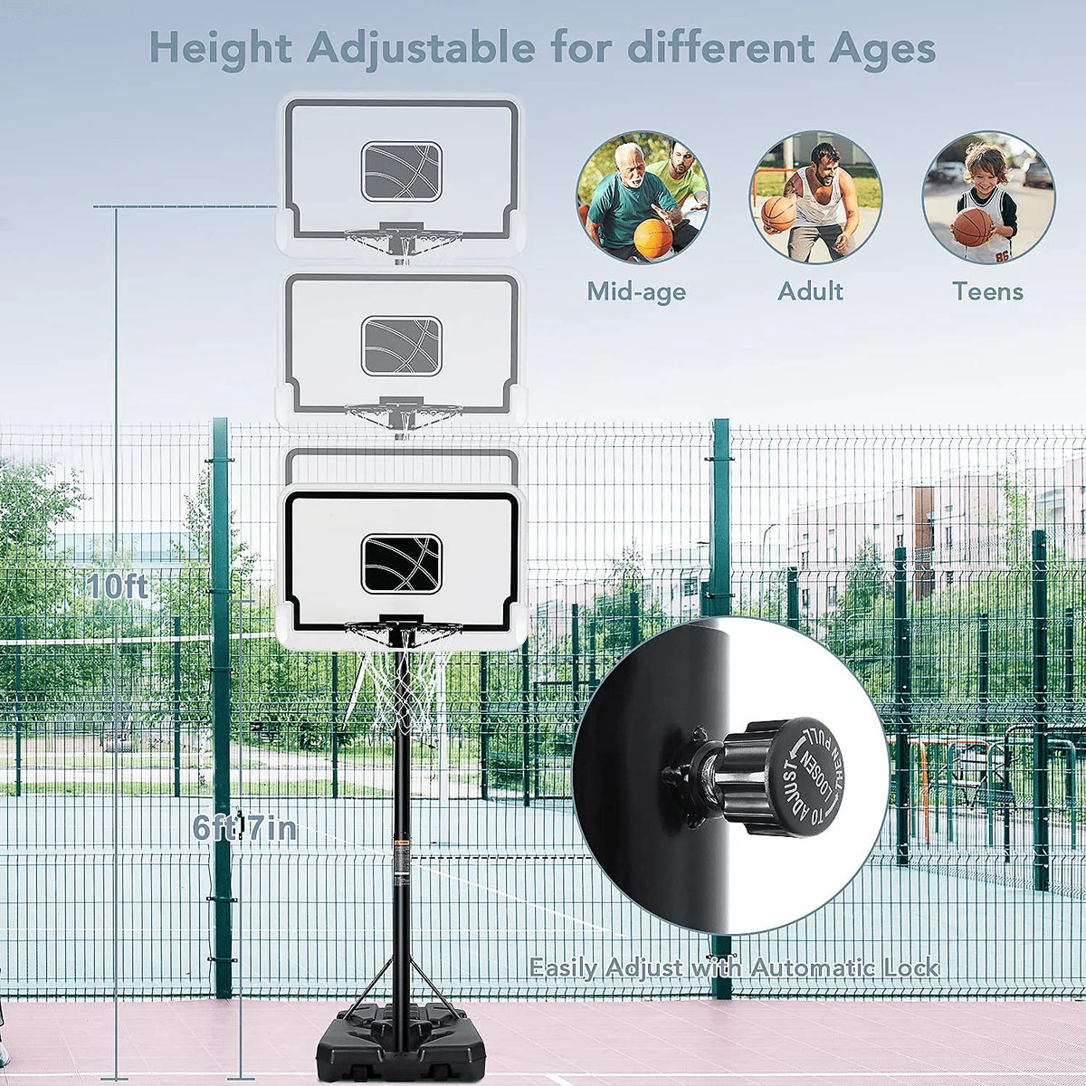 44'' Portable Height Adjustable Basketball Hoop E100