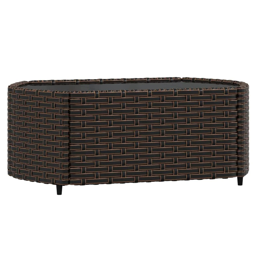 3 Piece Rattan Outdoor Patio Furniture Set with Glass Top Coffee Table A223