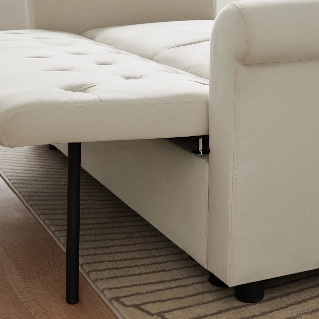 55" Beige Pull Out Sleeper Sofa Bed with Adjustable Backrest S31419