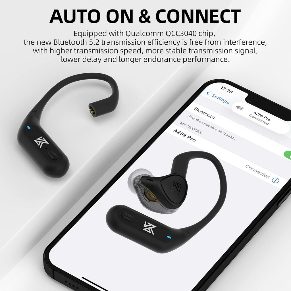 Wireless Adapter Cable Bluetooth 5.2 Module Upgrade Cable Ear Hook Black Pack of 2 M36943