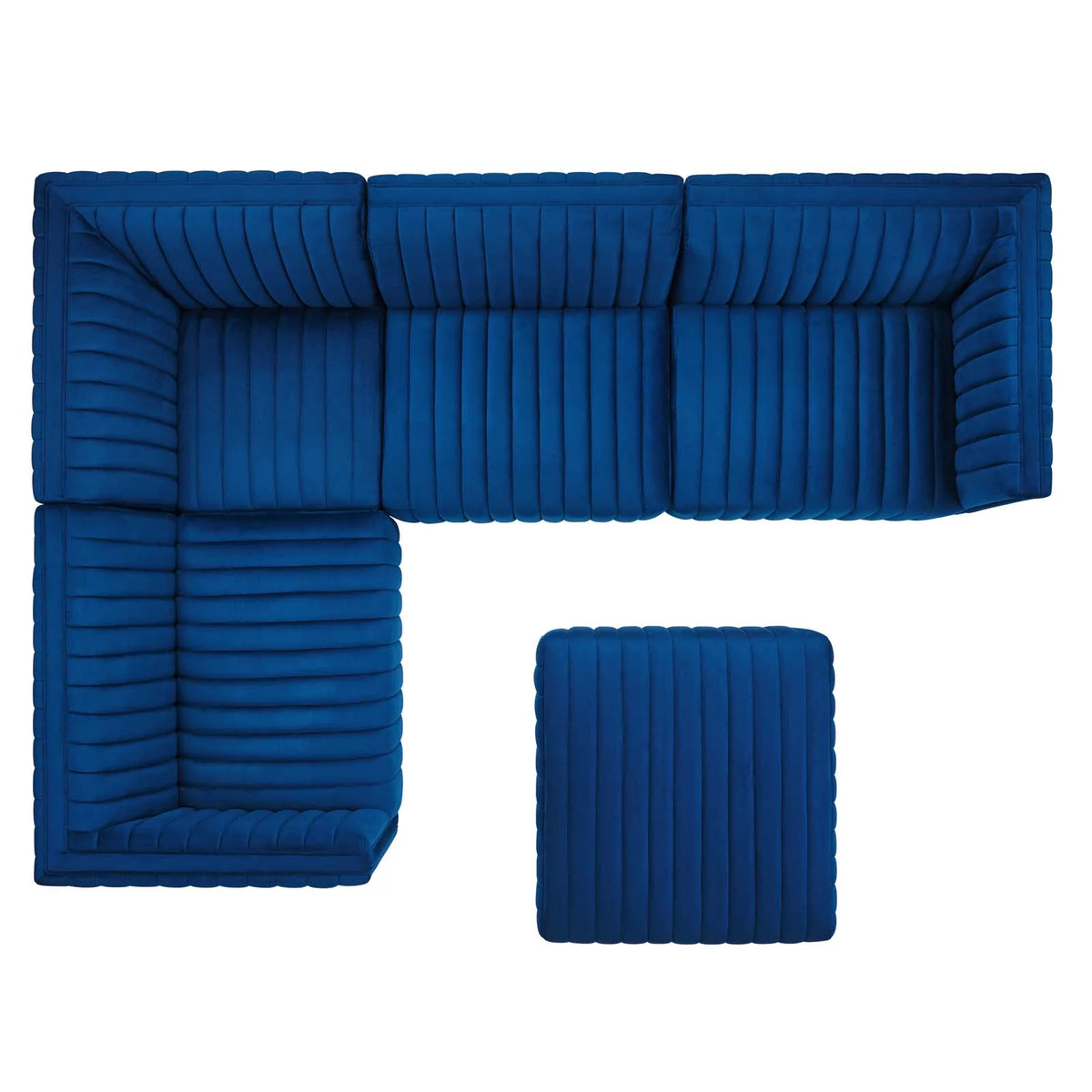 Gold Navy Velvet 5-Piece Sectional O1270