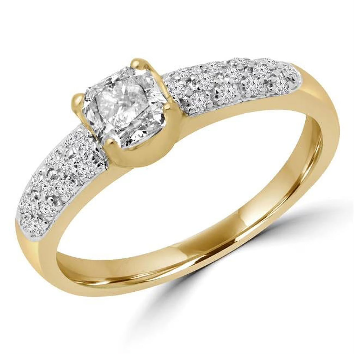 14K Yellow Gold Radiant Diamond Solitaire Engagement Ring E654