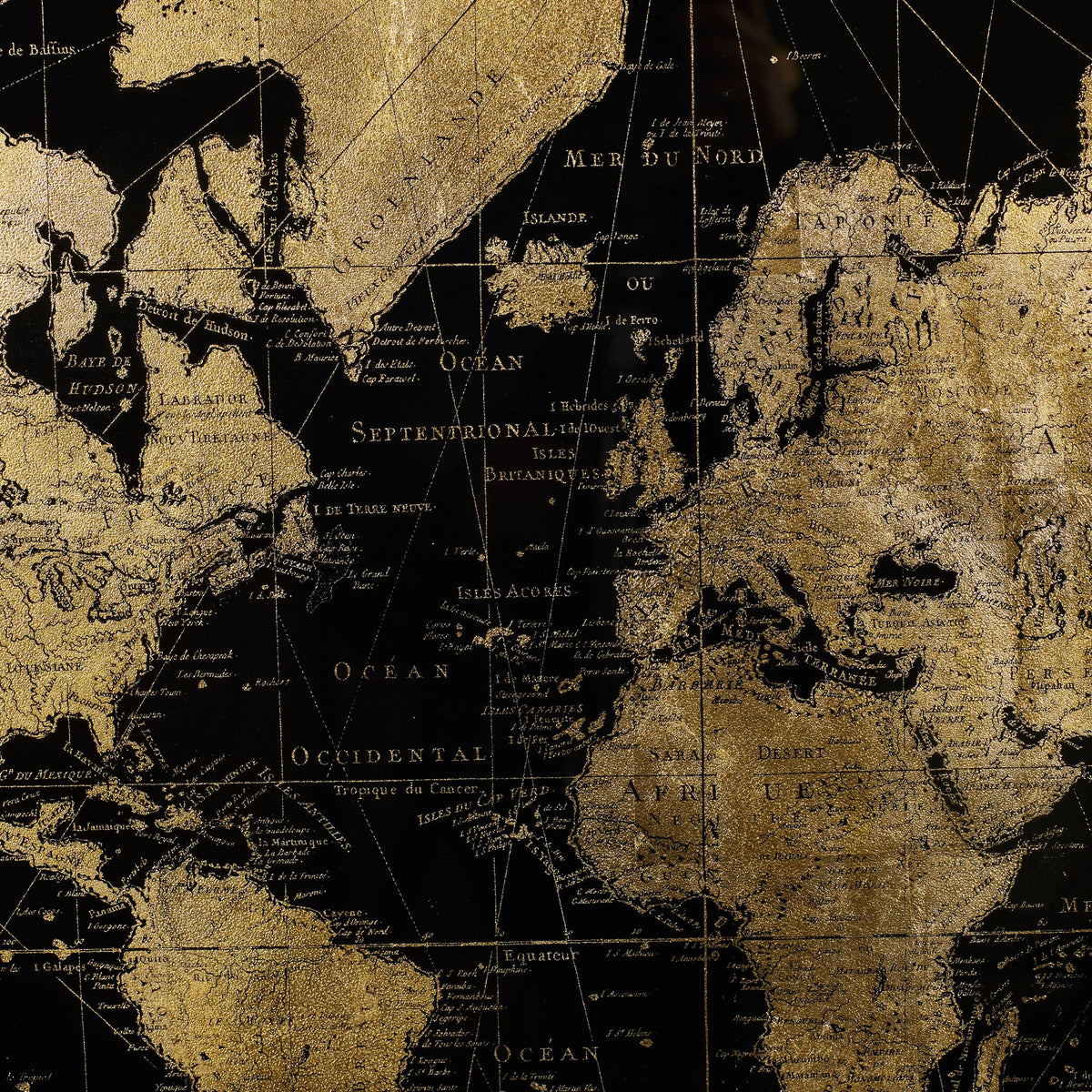 Black and Gold Vintage World Map Wall Decor I4188