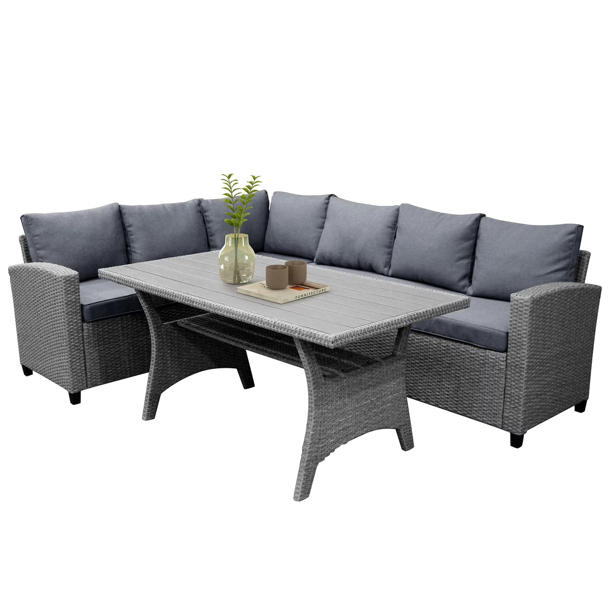 PE Rattan Wicker Sectional Sofa Set with Table T544