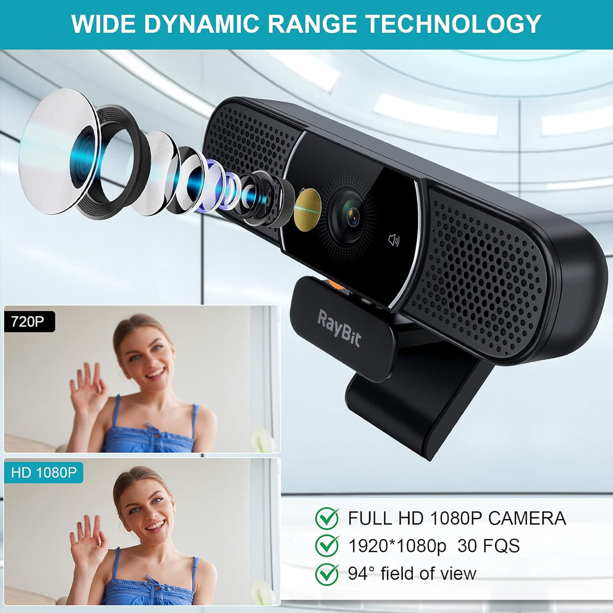 2 Pack Webcam with Microphone and Speaker Z38831