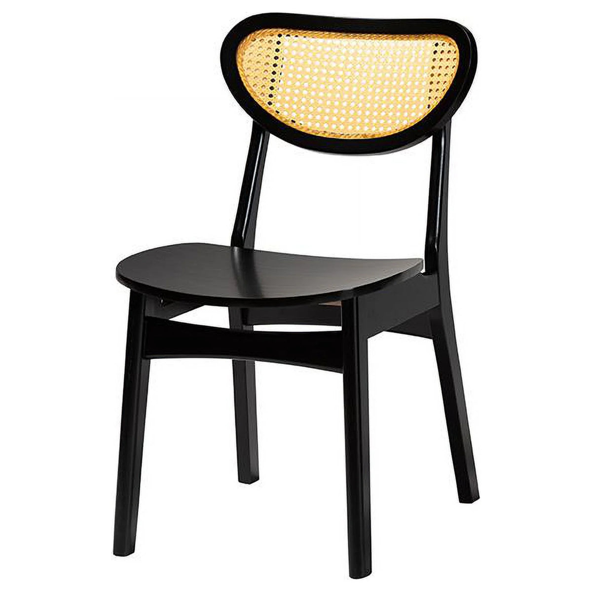 Dark Brown Wood and Woven Rattan O265552