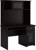 Small Computer Desk with Hutch and Keyboard Tray, 48W, Linen White Oak J8345