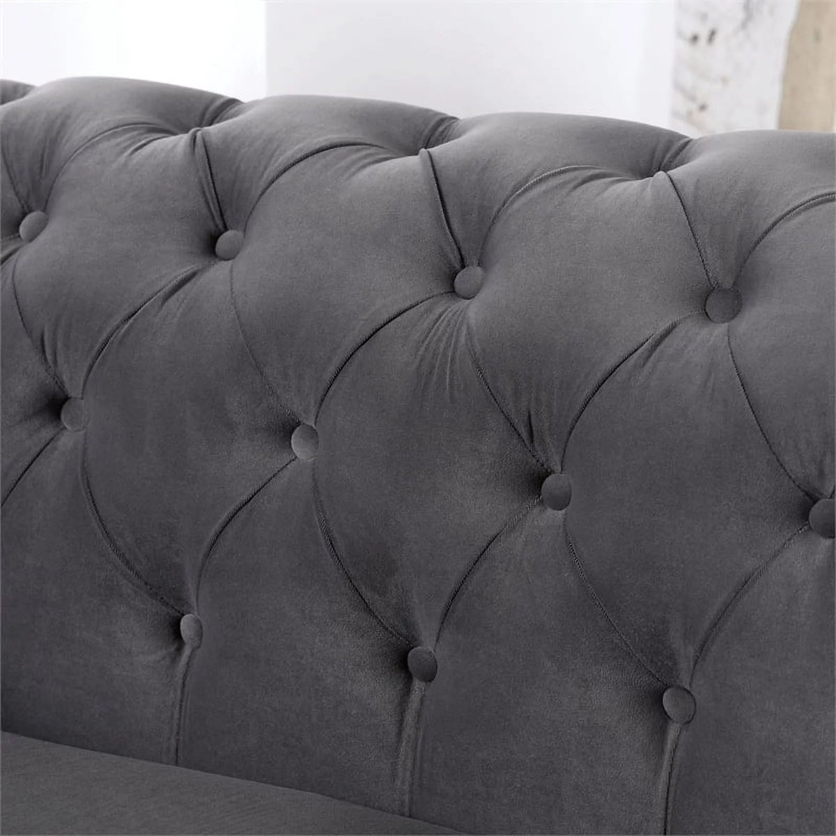 Dark Gray Tufted Fabric Chair B75539