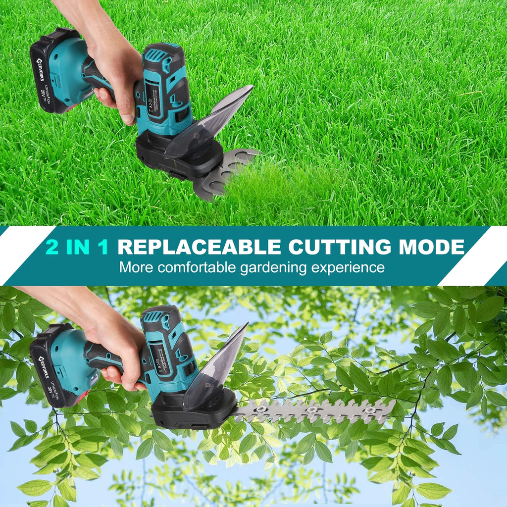 20V Cordless Grass Shears and Hedge Trimmers with 2pcs 2000mAh Battery Pack O904
