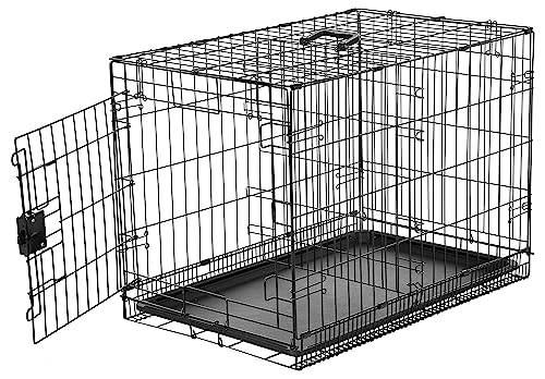 Foldable Metal Wire Dog Crate with Tray, 48 x 30 x 32.5 in, Black Y6052