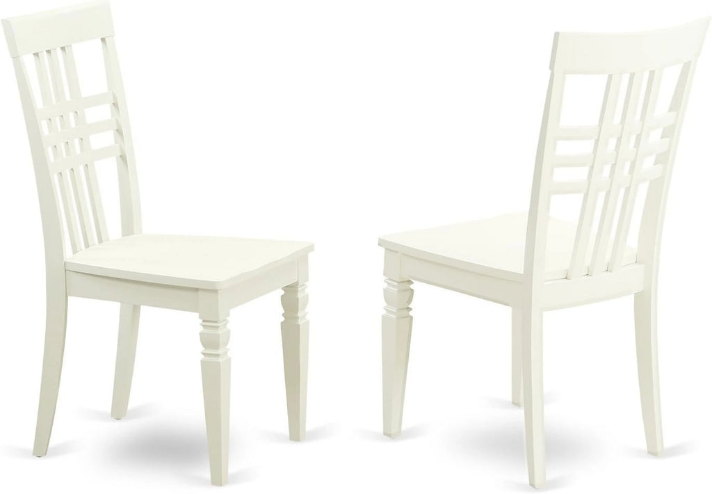 Round Kitchen Table with Pedestal and 2 Dining Chairs, 36X36 Inch, Linen White P409
