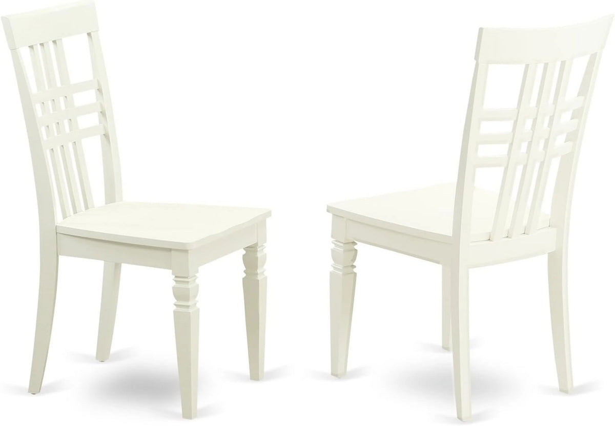 Round Kitchen Table with Pedestal and 2 Dining Chairs, 36X36 Inch, Linen White P409