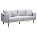 Light Gray Linen Fabric Sofa with USB Charging Ports L63687