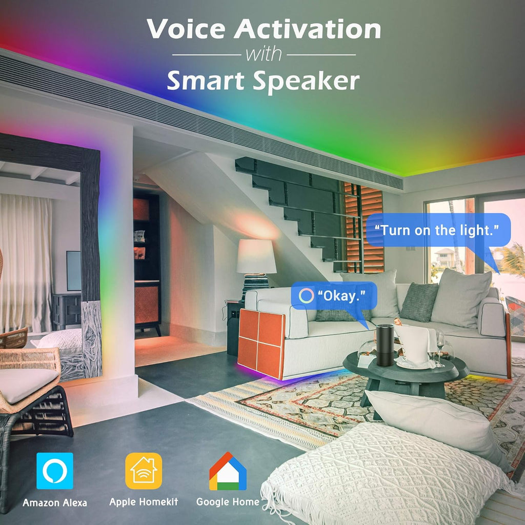 6.6 Ft WIFI Smart LED Strip Light Kit 5050 RGB Color Changing Pack of 2 B227