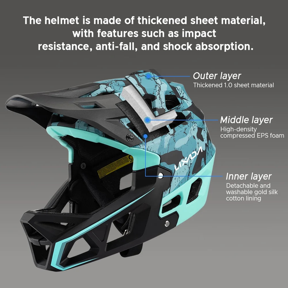 Full Face MTB Helmet with Visor, 59 61cm Head Circumference A530