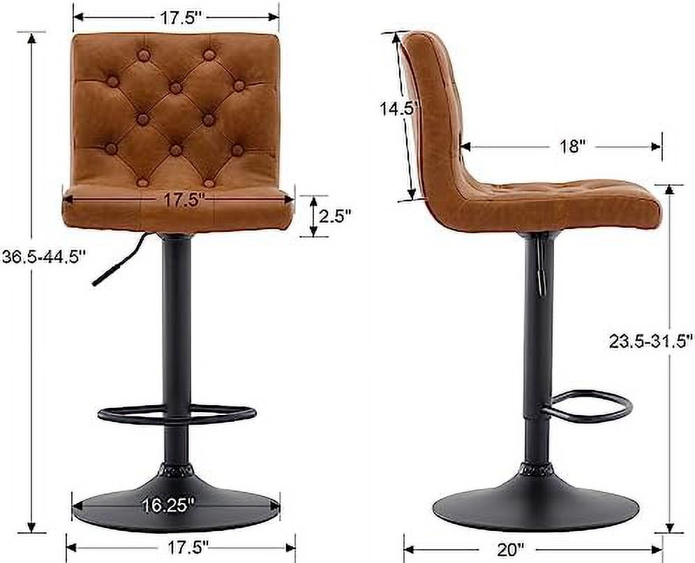 Black Faux Leather Swivel Counter Height Stools with Footrest R55805