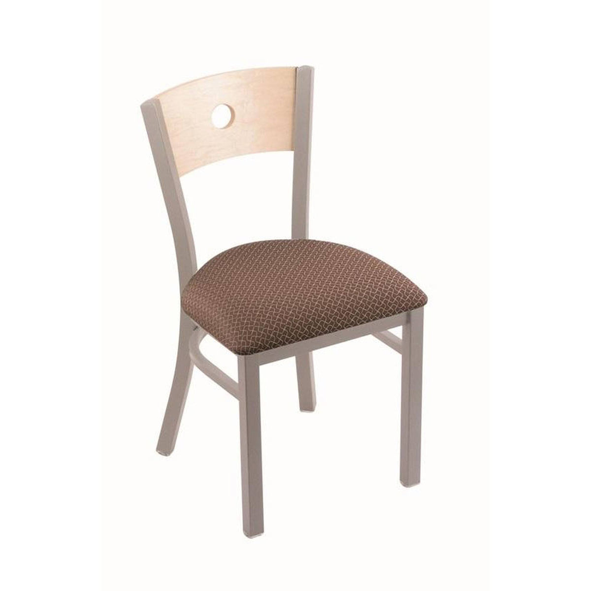 Anodized Nickel Finish Chair with Maple Back W2269