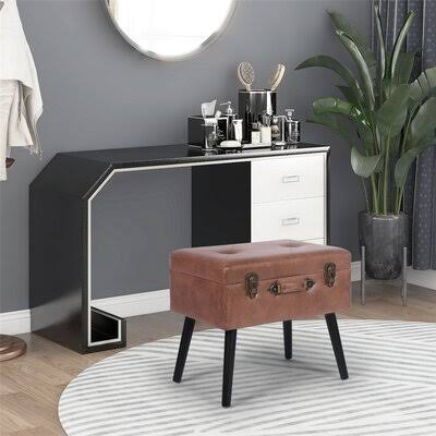 Brown Velvet Tufted Rectangle Storage Ottoman X26400