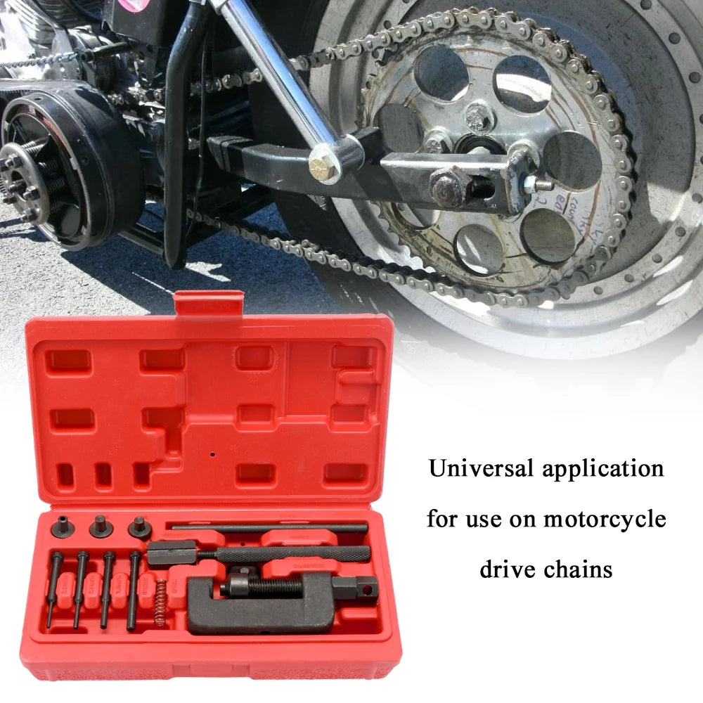 Motorcycle Chain Breaker Riveter Tool Set with Carry Box H802349